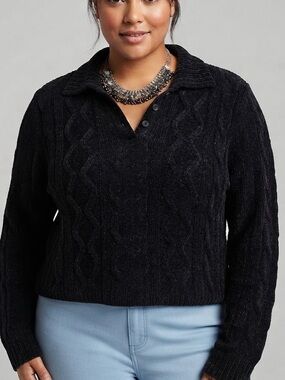 TITICO’S Black Ribbed Crewneck Sweater XL